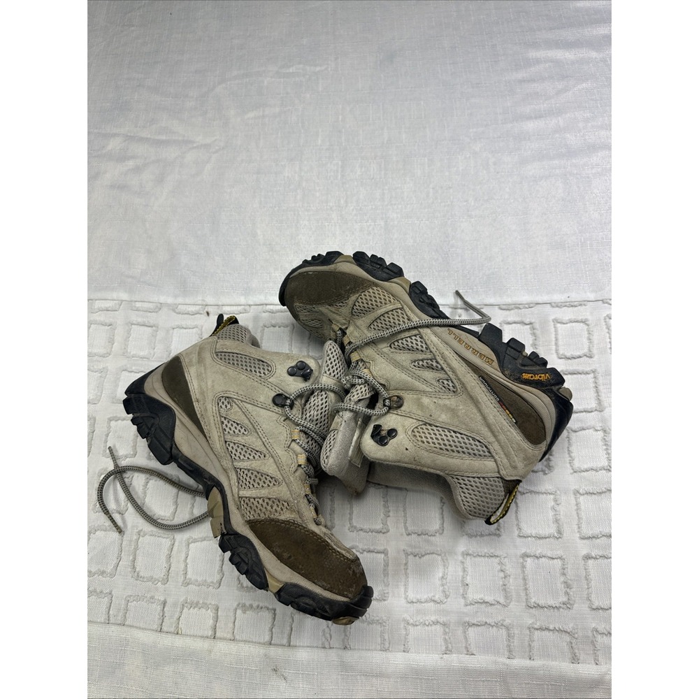 Merrell Moab Hiking Boots Mens 8.5 Taupe Brown Suede Mesh Vibram Mid Top Boots